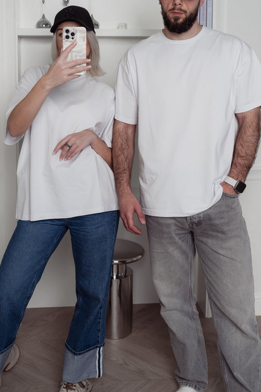 Nauja! Unisex Oversize marškinėliai (White)