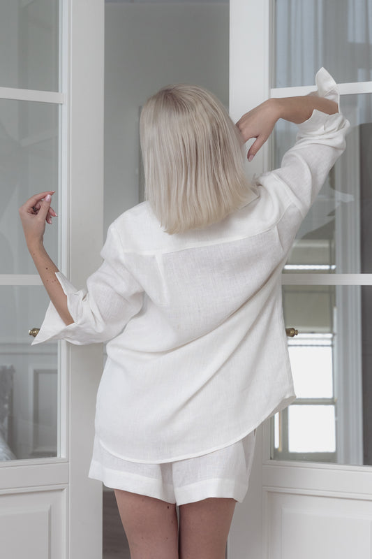 Mot. Lininiai marškiniai (White)
