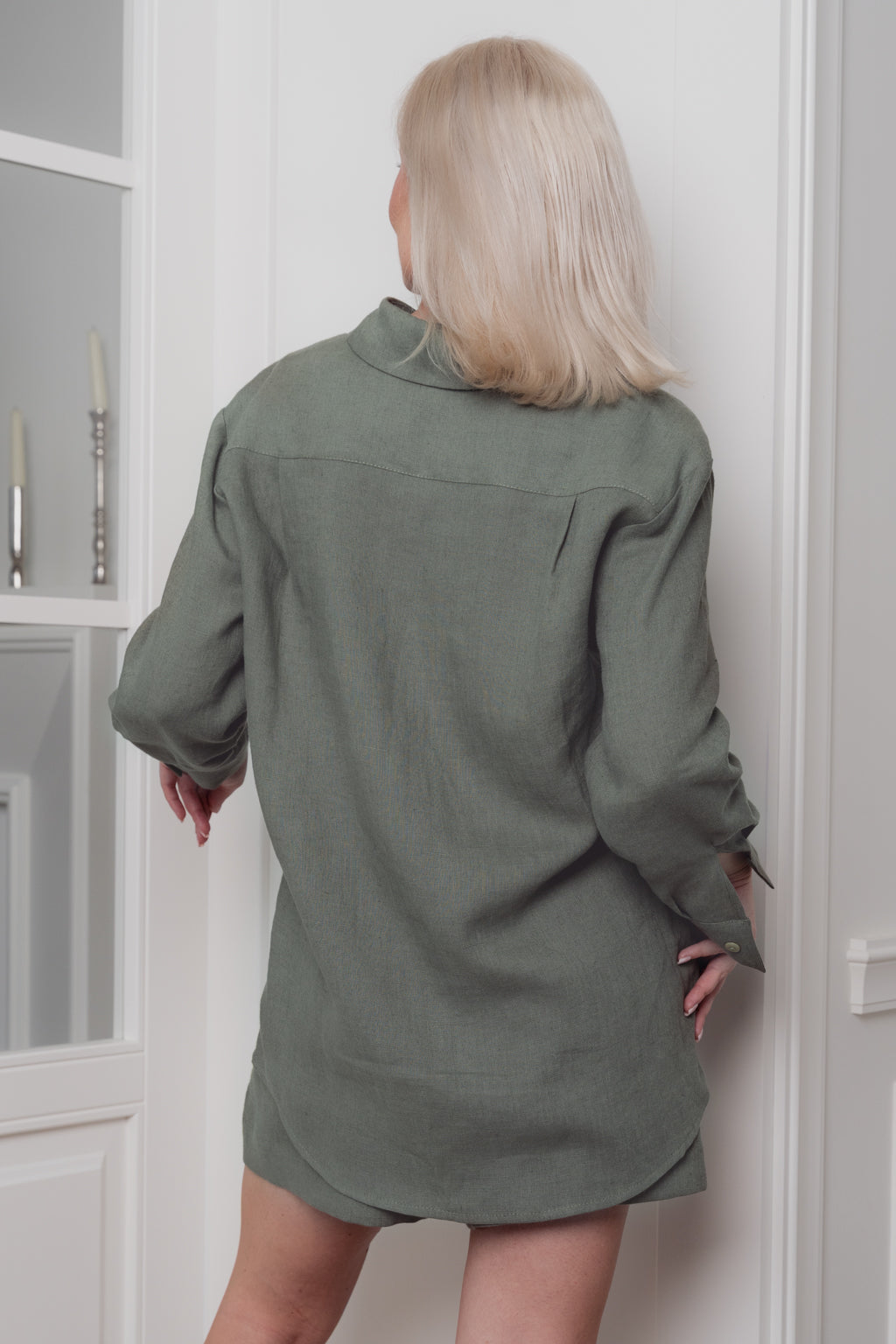 Mot. Lininiai marškiniai (Moss green)