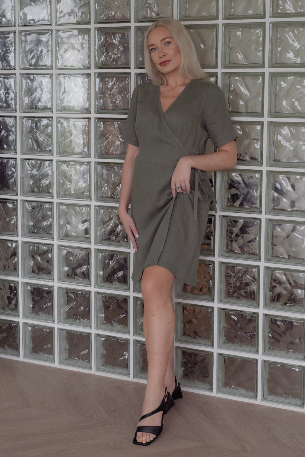 Lininė suknelė (Moss green)