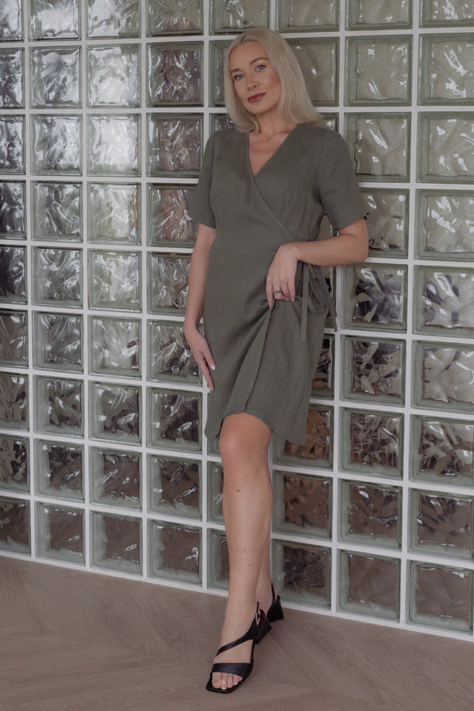 Lininė suknelė (Moss green)