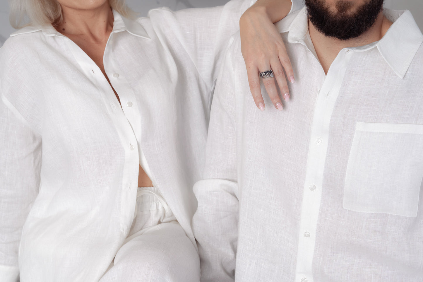 Mot. Lininiai marškiniai (White)